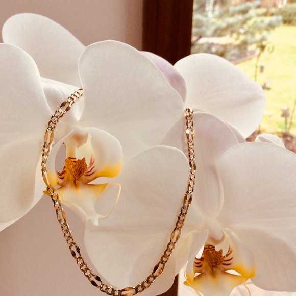 Two-Toned 14K Gold Ankle Bracelet 9" - Picture 3 of 16